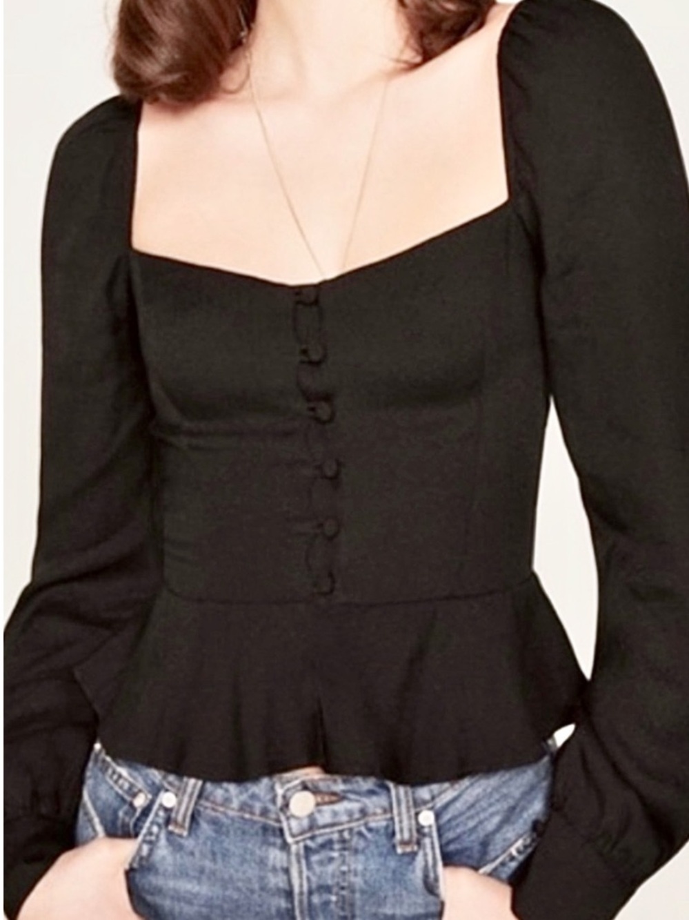 Reformation Mimi Top in Black, NEW